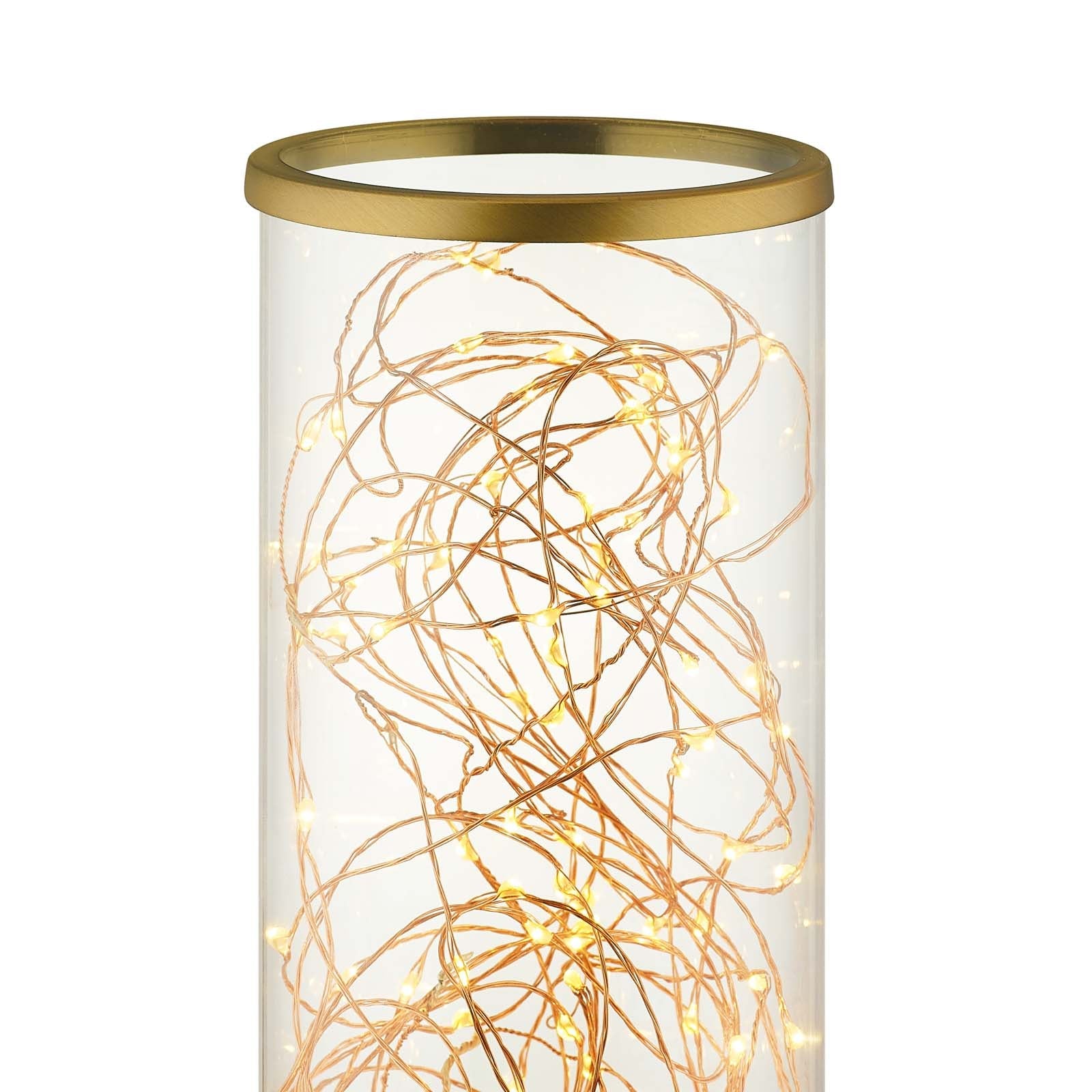 Adore Cylindrical-Shaped Clear Glass And Brass Table Lamp by Modway