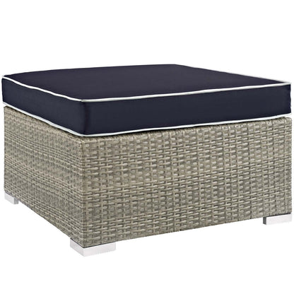 Repose Outdoor Patio Upholstered Fabric Ottoman By HouseBean