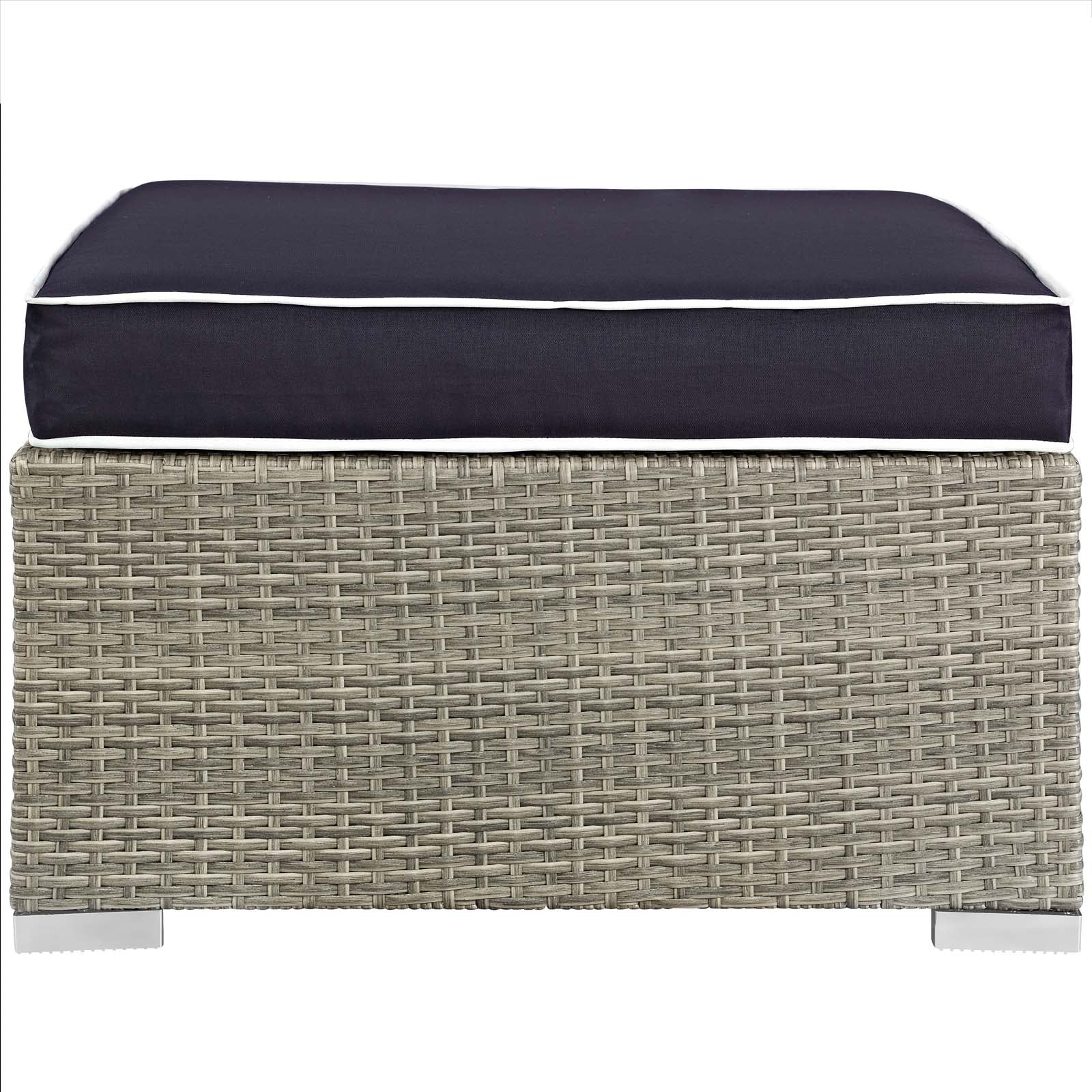 Repose Outdoor Patio Upholstered Fabric Ottoman By HouseBean