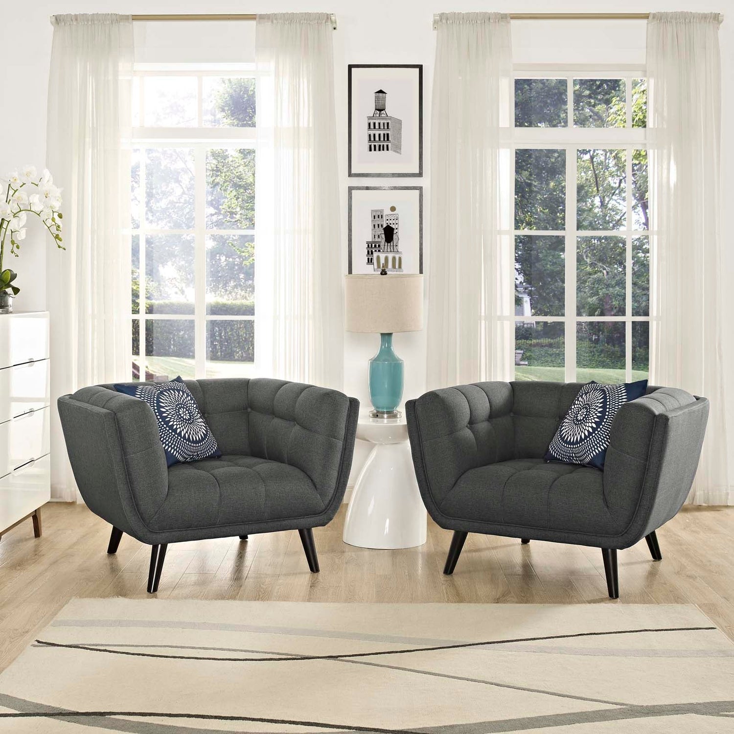 Bestow 2 Piece Upholstered Fabric Armchair Set By HouseBean