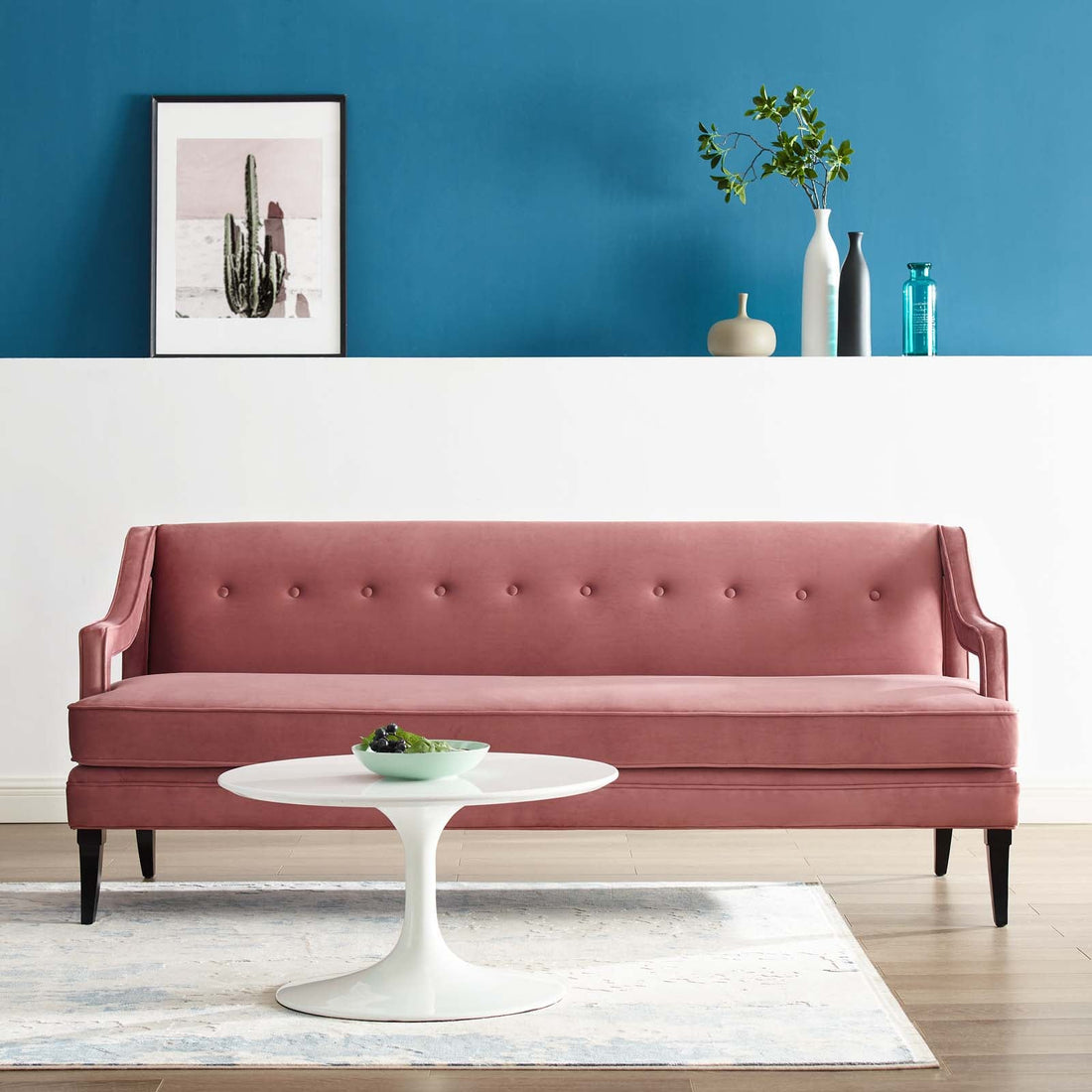 Concur Button Tufted Performance Velvet Sofa By HouseBean