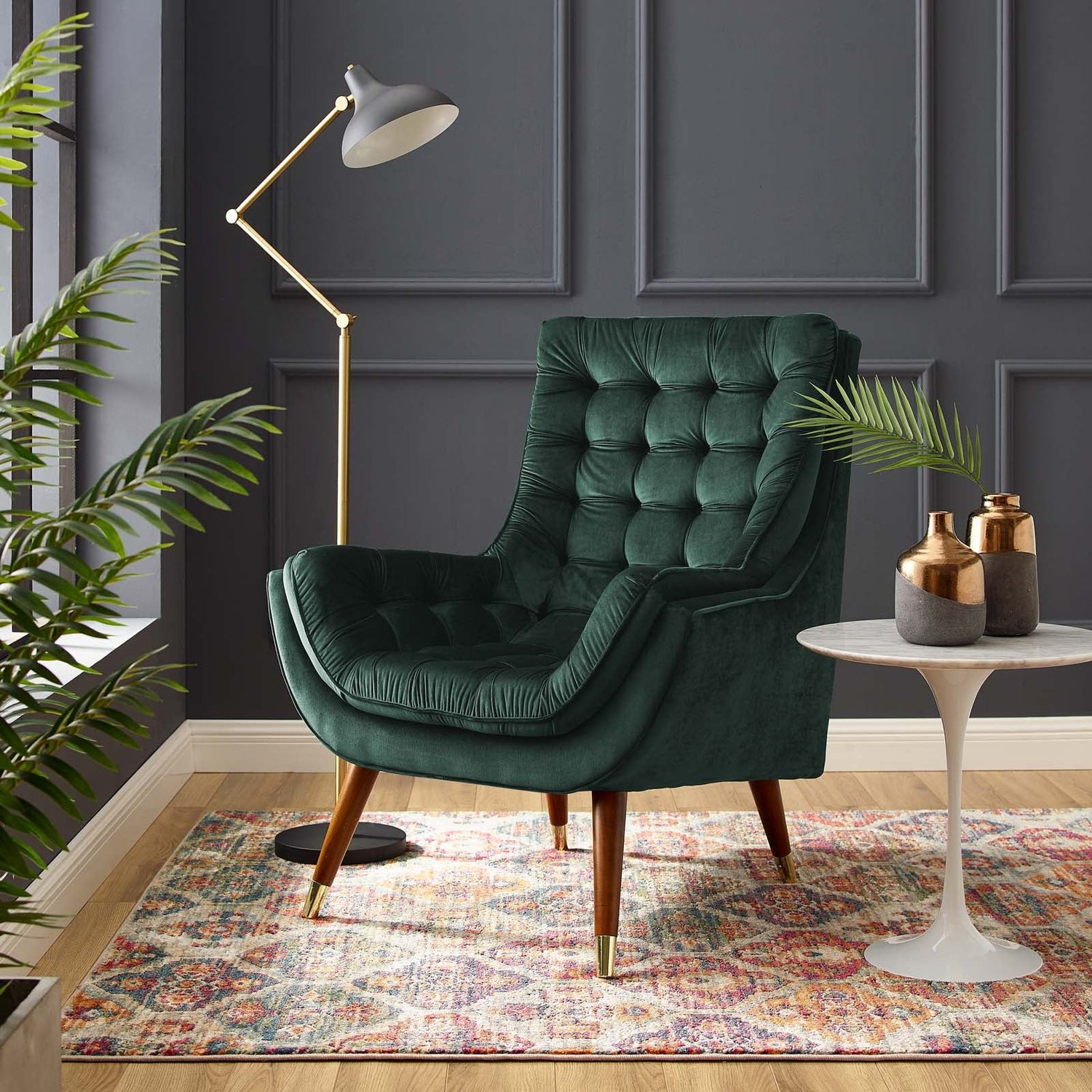 Suggest Button Tufted Performance Velvet Lounge Chair by Modway