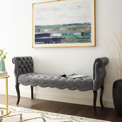 Adelia Chesterfield Style Button Tufted Performance Velvet Bench By HouseBean