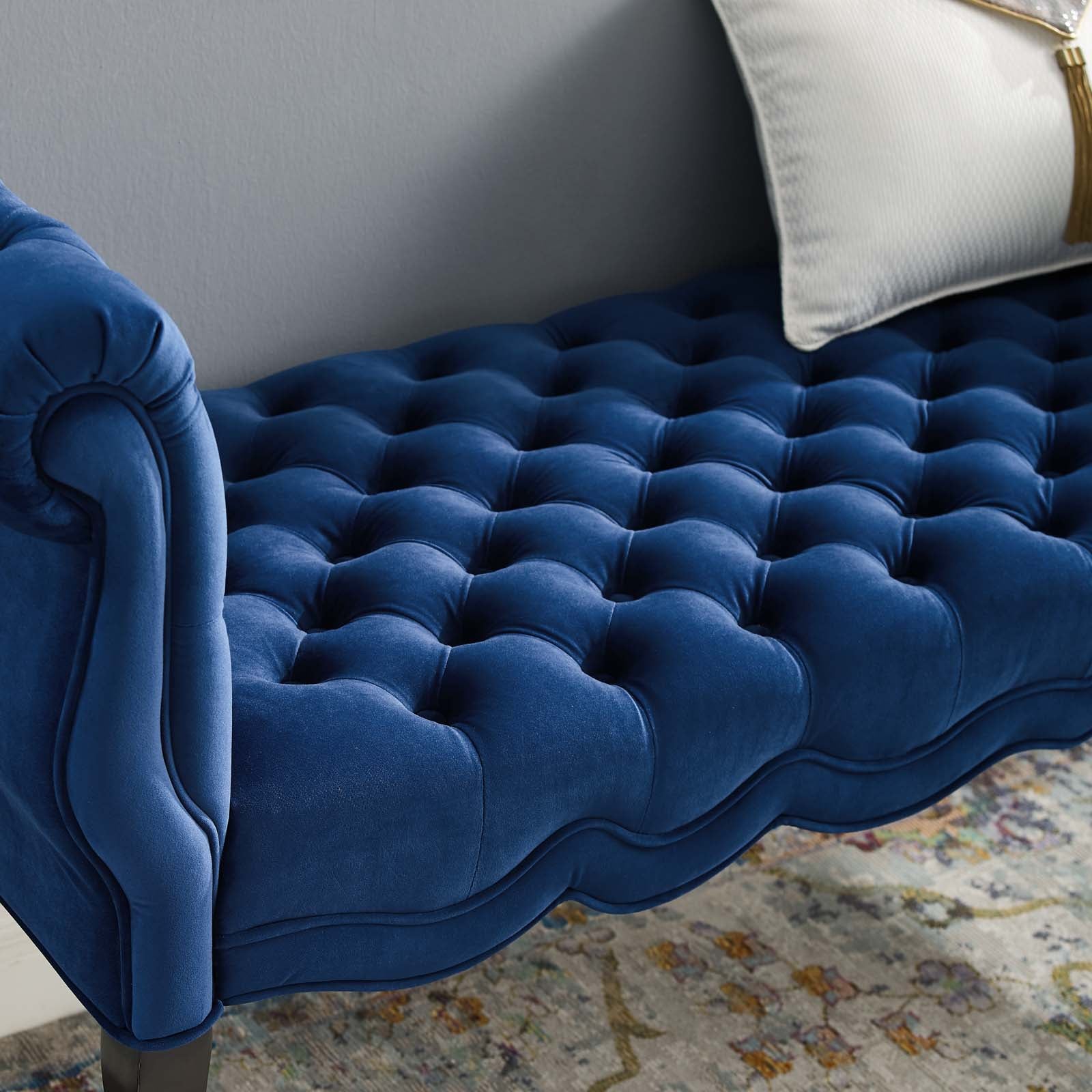 Adelia Chesterfield Style Button Tufted Performance Velvet Bench By HouseBean