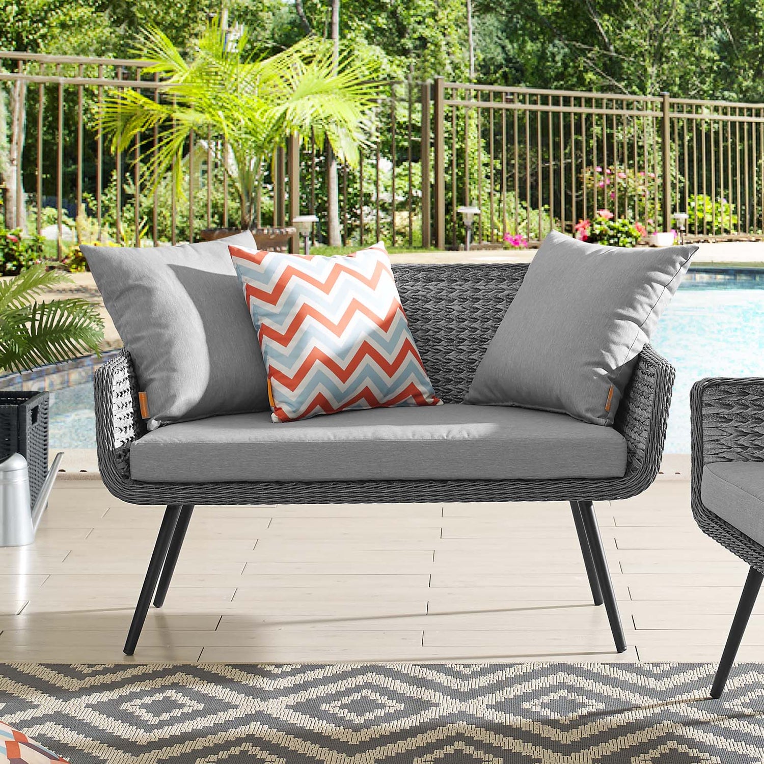 Endeavor Outdoor Patio Wicker Rattan Loveseat By HouseBean