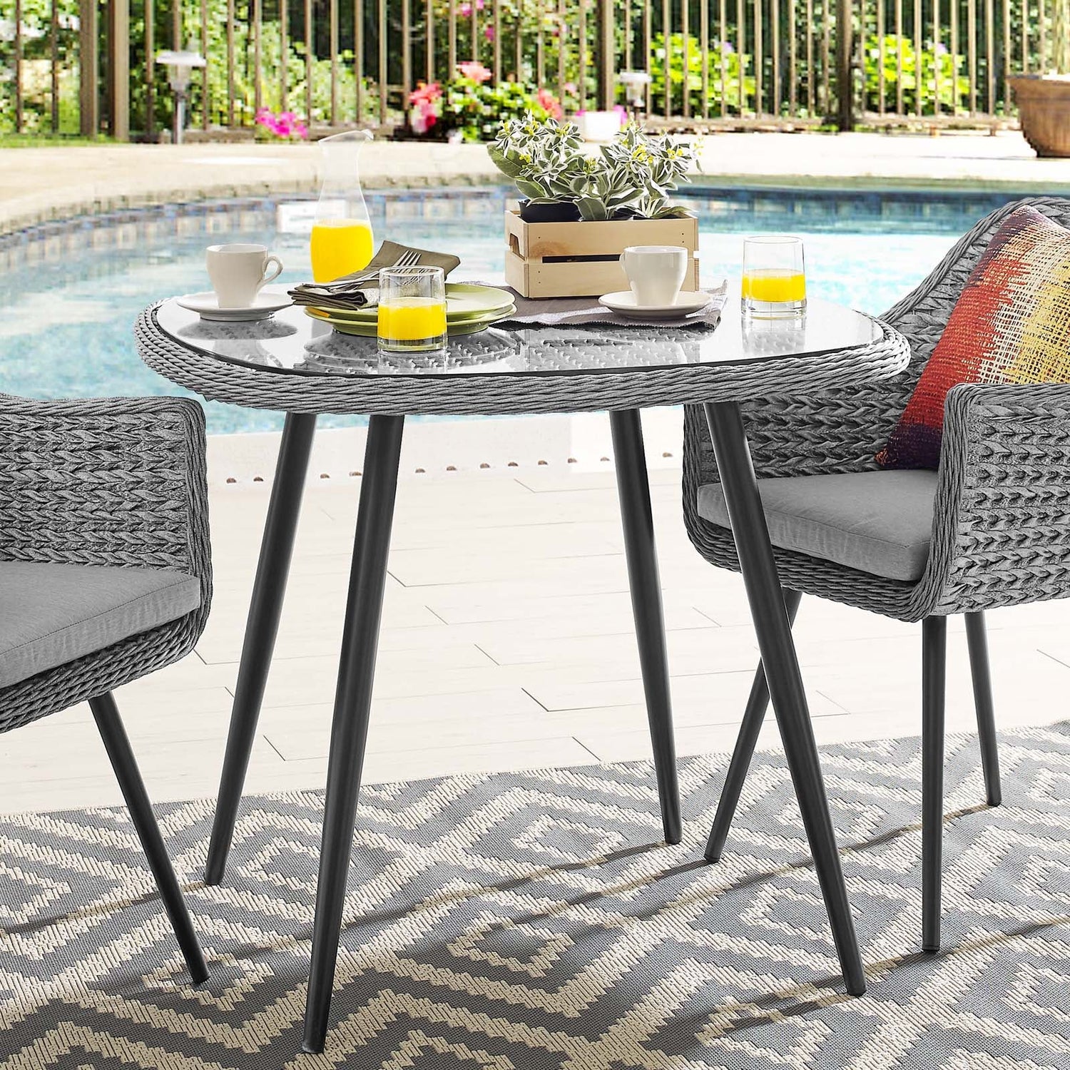 Endeavor 36&quot; Outdoor Patio Wicker Rattan Dining Table by Modway