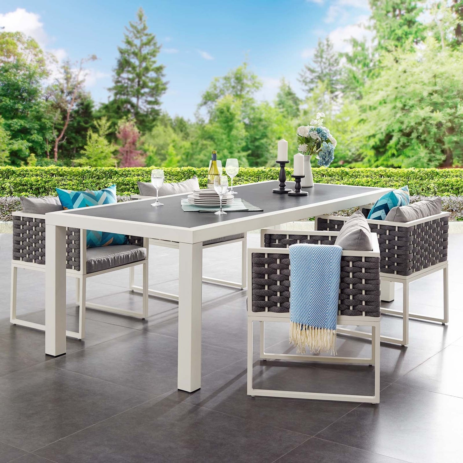 Stance 90.5&quot; Outdoor Patio Aluminum Dining Table by Modway