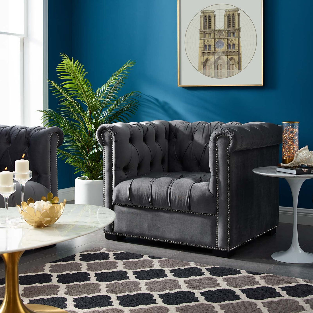 Heritage Performance Velvet Armchair By HouseBean