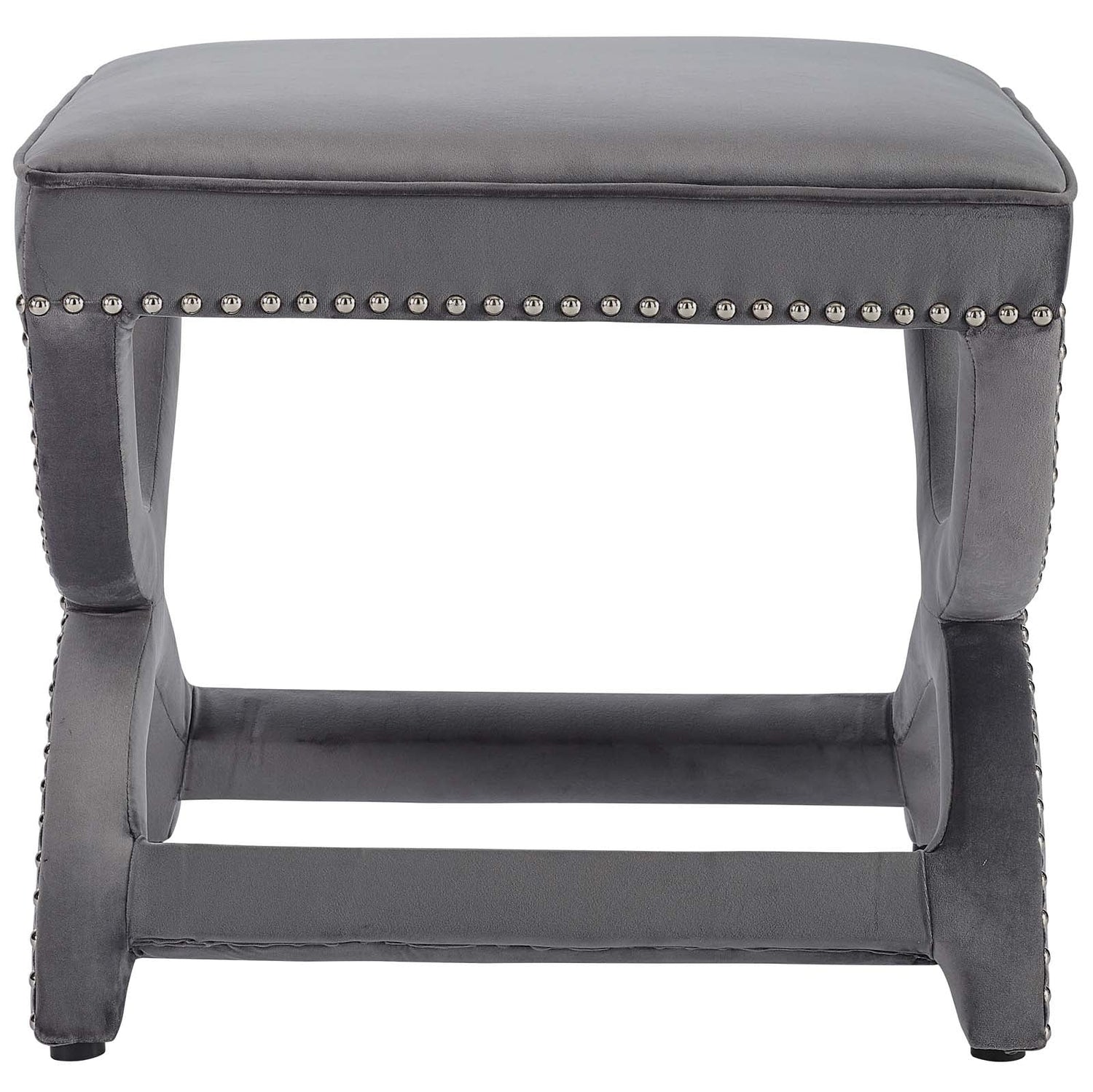 Expound Upholstered Nailhead Trim Performance Velvet Ottoman By HouseBean