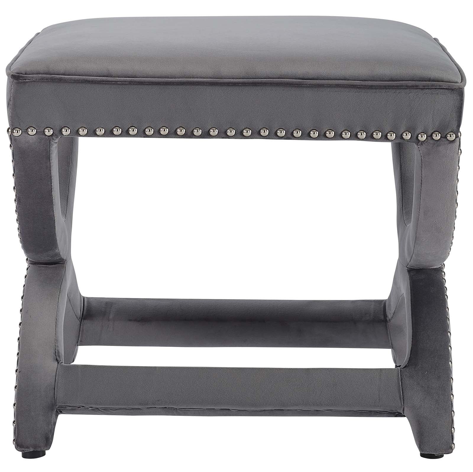 Expound Upholstered Nailhead Trim Performance Velvet Ottoman By HouseBean