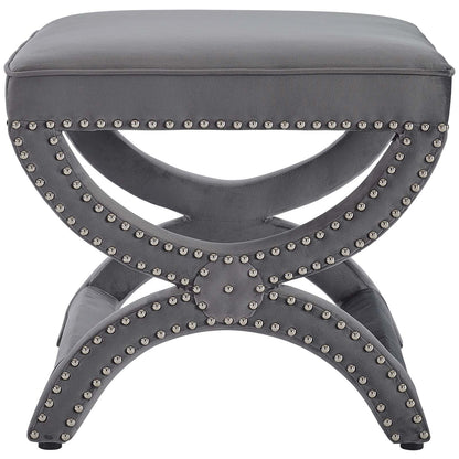 Expound Upholstered Nailhead Trim Performance Velvet Ottoman By HouseBean