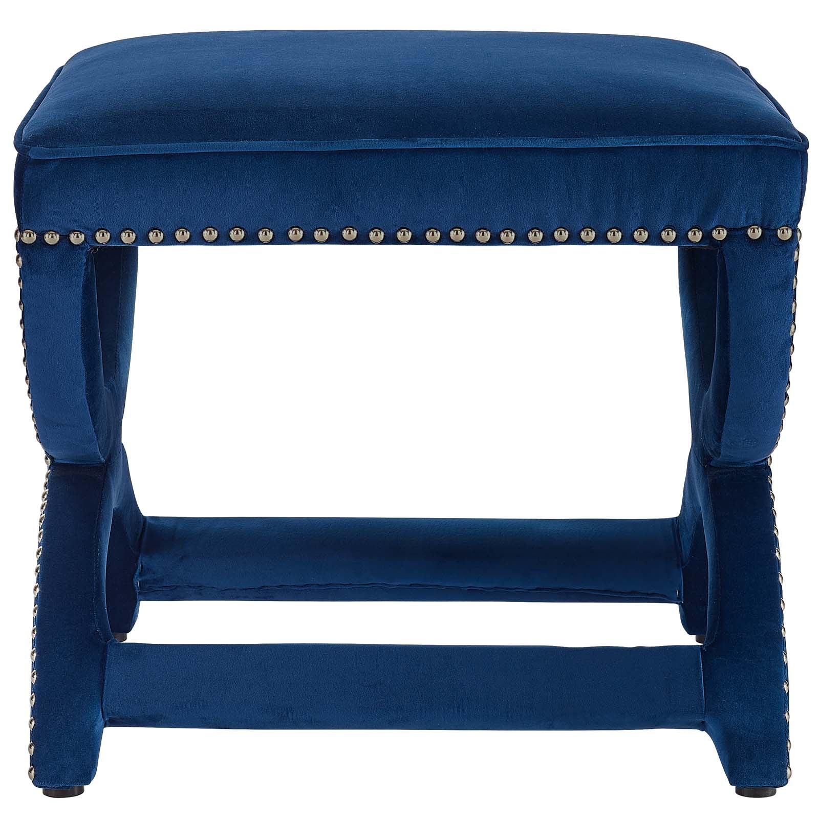 Expound Upholstered Nailhead Trim Performance Velvet Ottoman By HouseBean