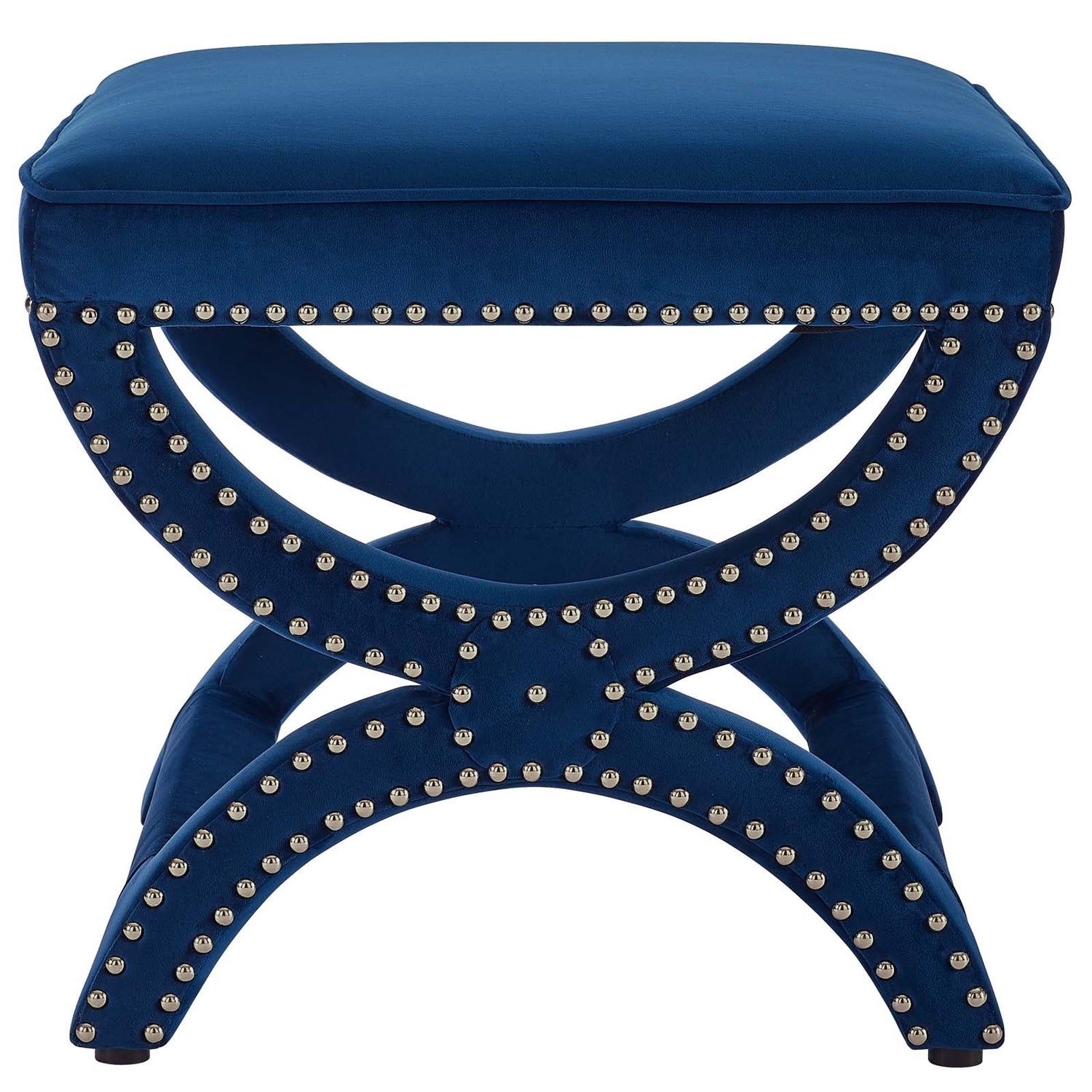 Expound Upholstered Nailhead Trim Performance Velvet Ottoman By HouseBean