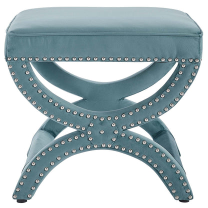 Expound Upholstered Nailhead Trim Performance Velvet Ottoman By HouseBean