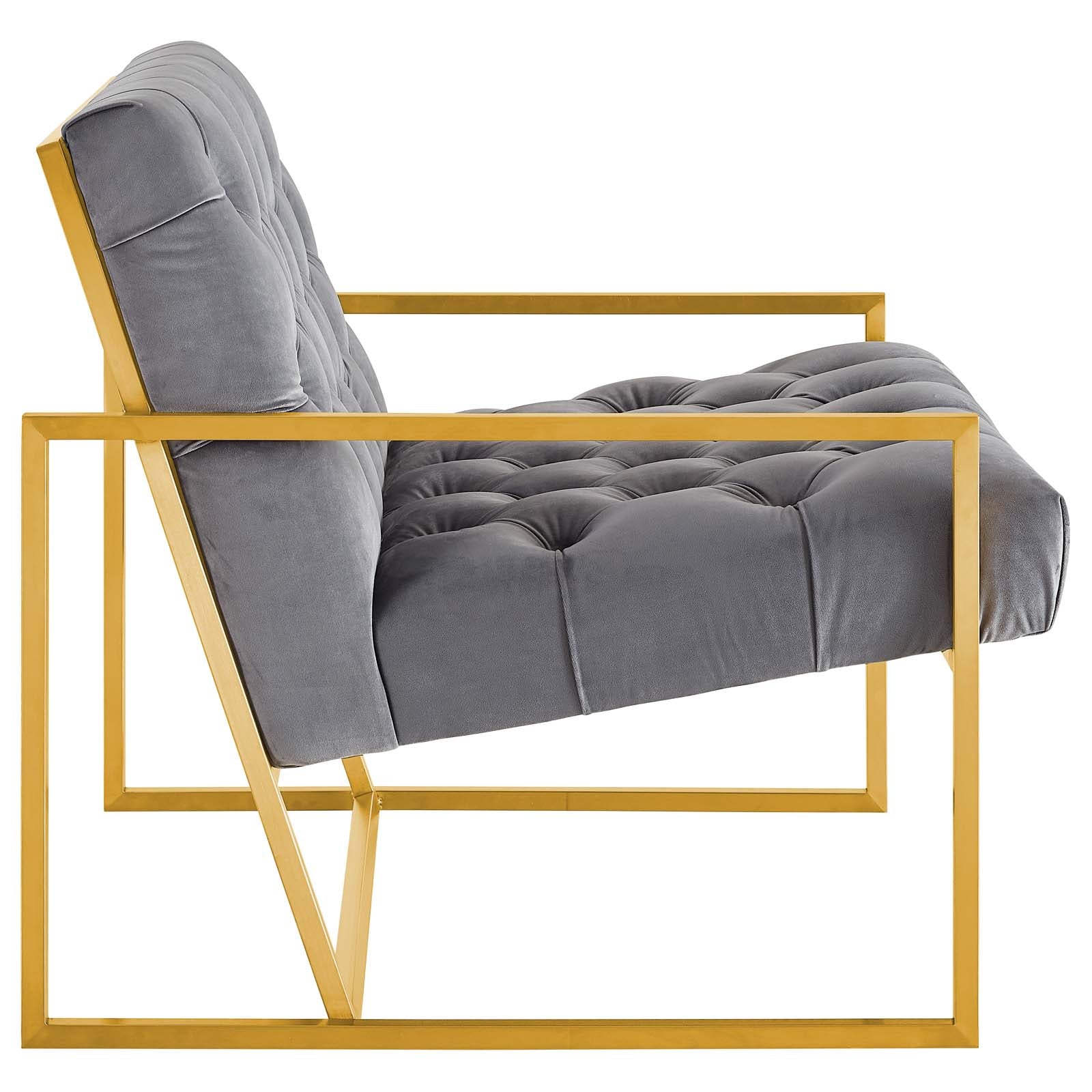 Bequest Gold Stainless Steel Performance Velvet Accent Chair By HouseBean