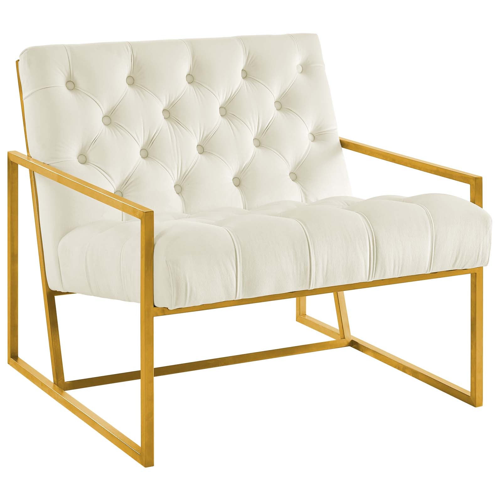 Bequest Gold Stainless Steel Performance Velvet Accent Chair By HouseBean