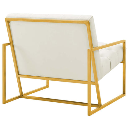 Bequest Gold Stainless Steel Performance Velvet Accent Chair By HouseBean