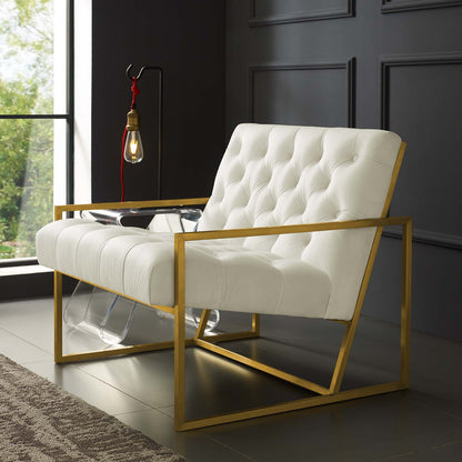 Bequest Gold Stainless Steel Performance Velvet Accent Chair By HouseBean