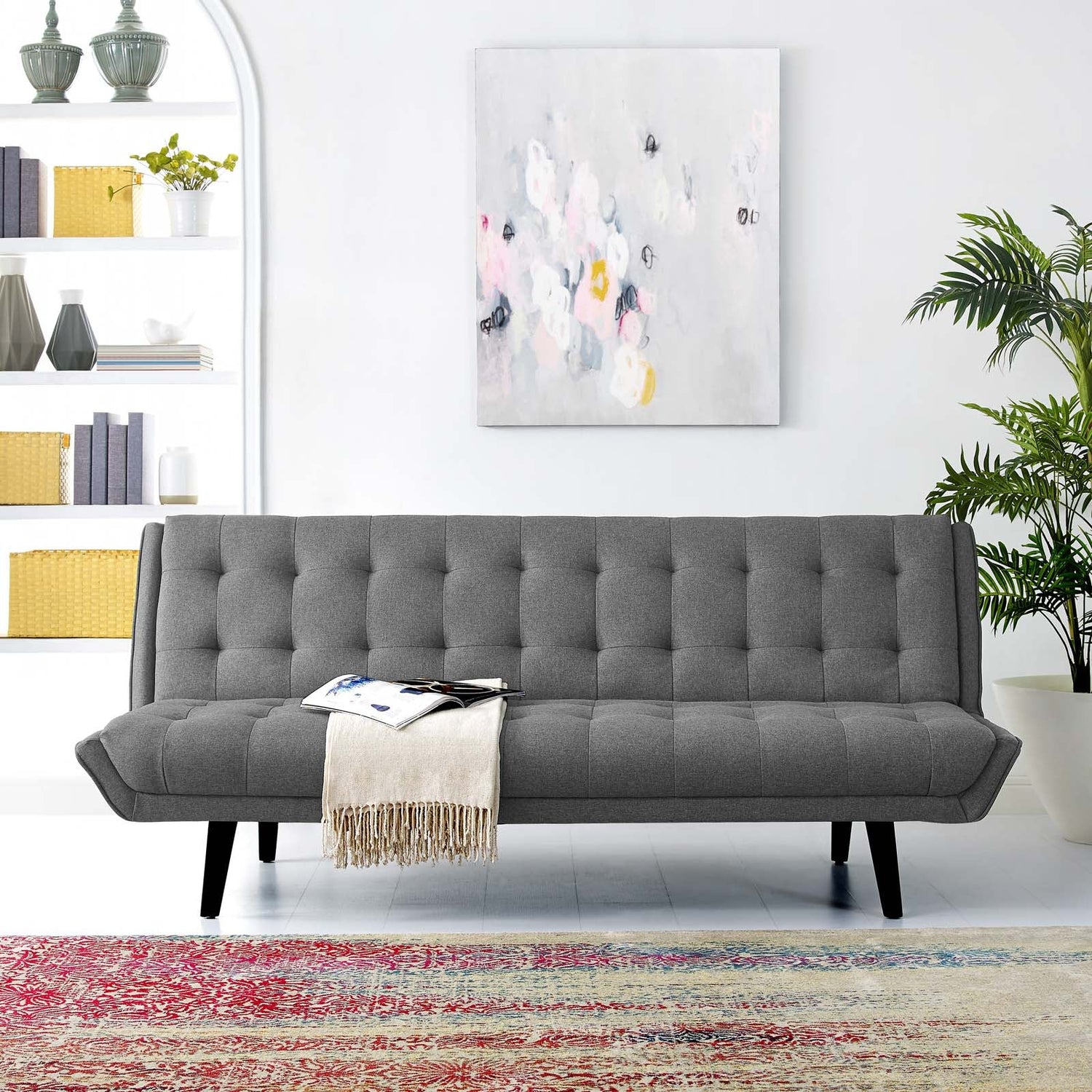 Glance Tufted Convertible Fabric Sofa Bed By HouseBean