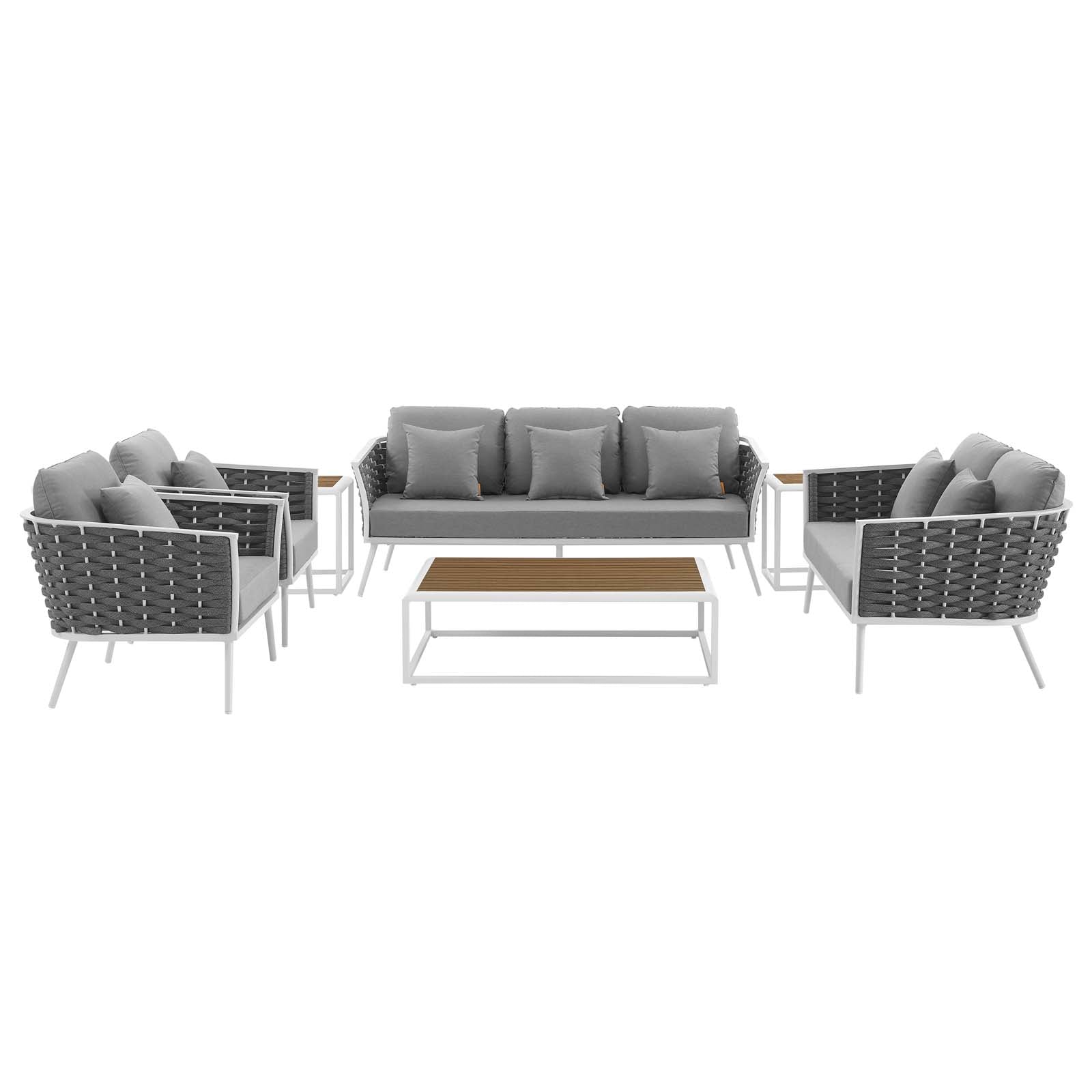 Stance 7 Piece Outdoor Patio Aluminum Sectional Sofa Set by Modway