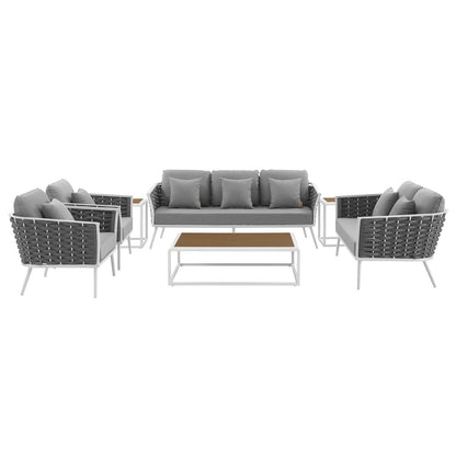 Stance 7 Piece Outdoor Patio Aluminum Sectional Sofa Set by Modway