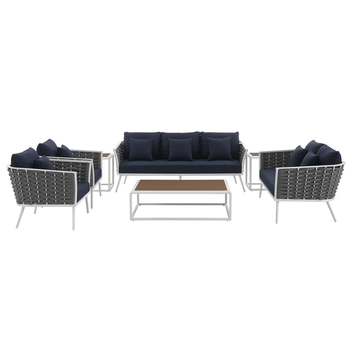 Stance 7 Piece Outdoor Patio Aluminum Sectional Sofa Set by Modway
