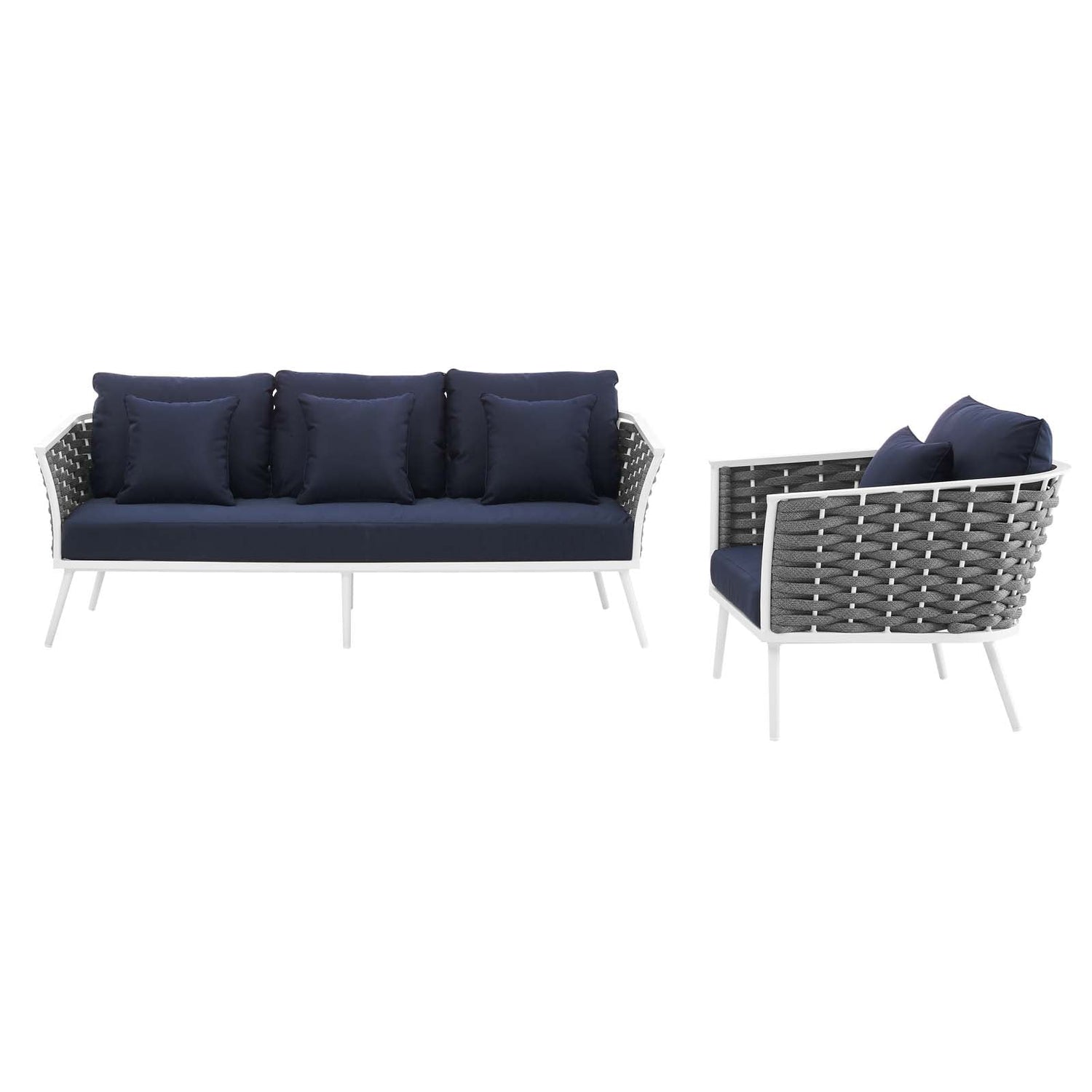 Stance 2 Piece Outdoor Patio Aluminum Sectional Sofa Set by Modway