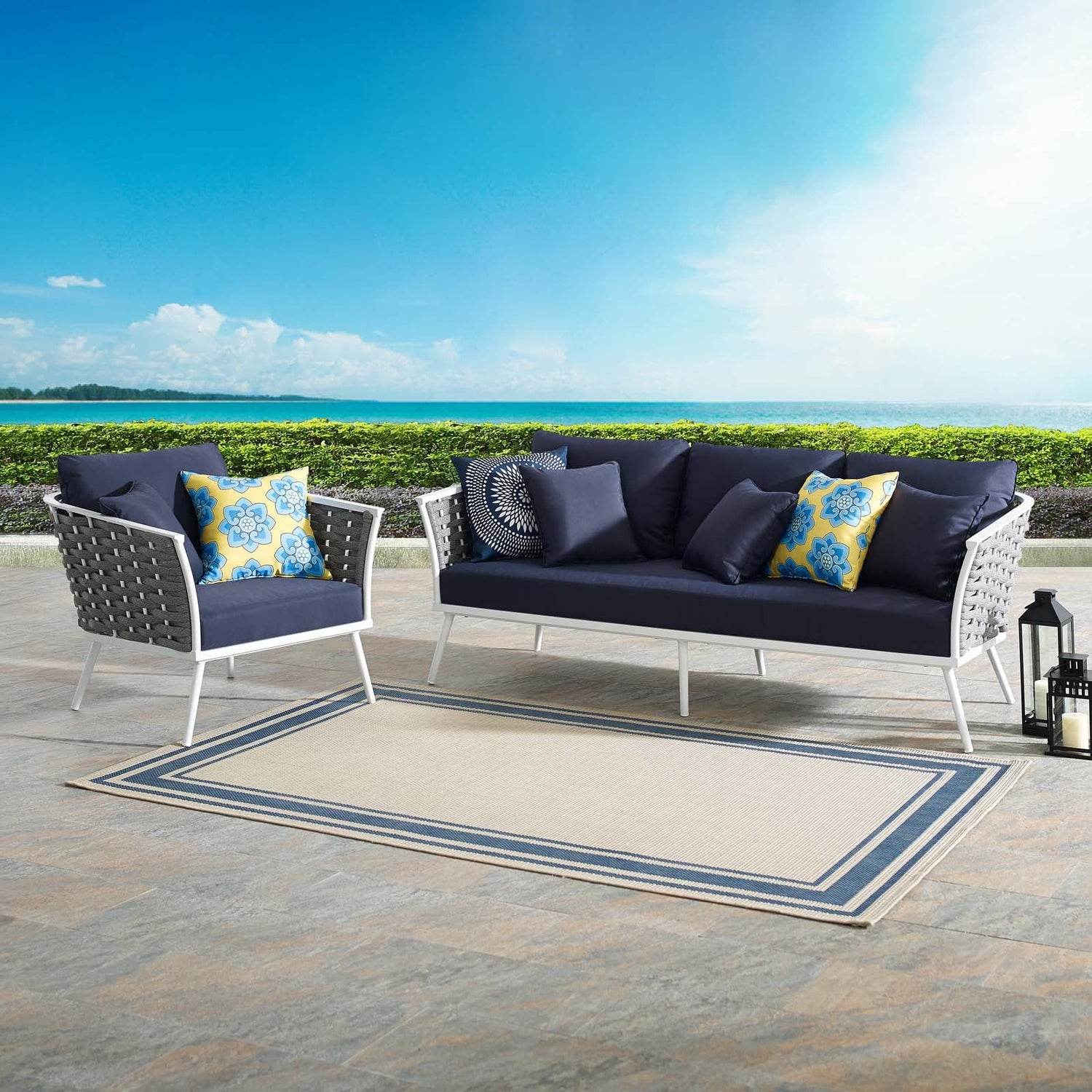 Stance 2 Piece Outdoor Patio Aluminum Sectional Sofa Set by Modway