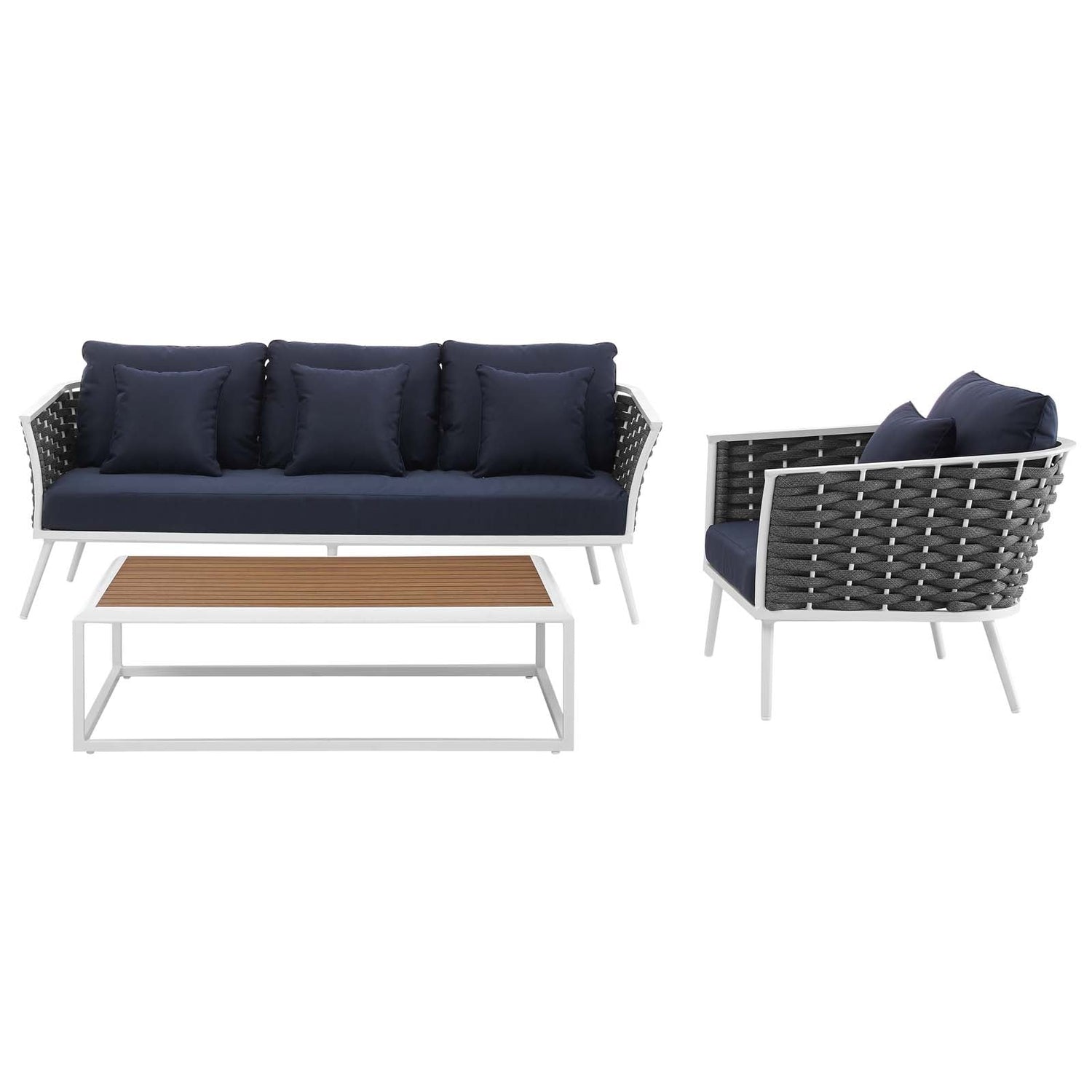 Stance 3 Piece Outdoor Patio Aluminum Sectional Sofa Set by Modway