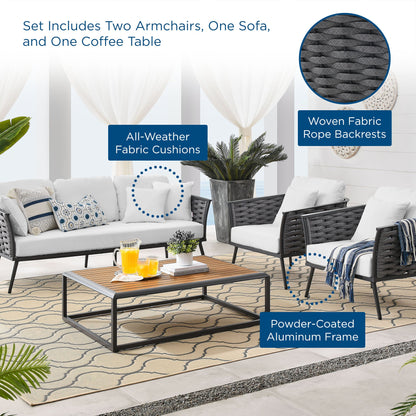 Stance 4 Piece Outdoor Patio Aluminum Sectional Sofa Set by Modway