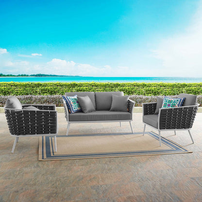Stance 3 Piece Outdoor Patio Aluminum Sectional Sofa Set by Modway