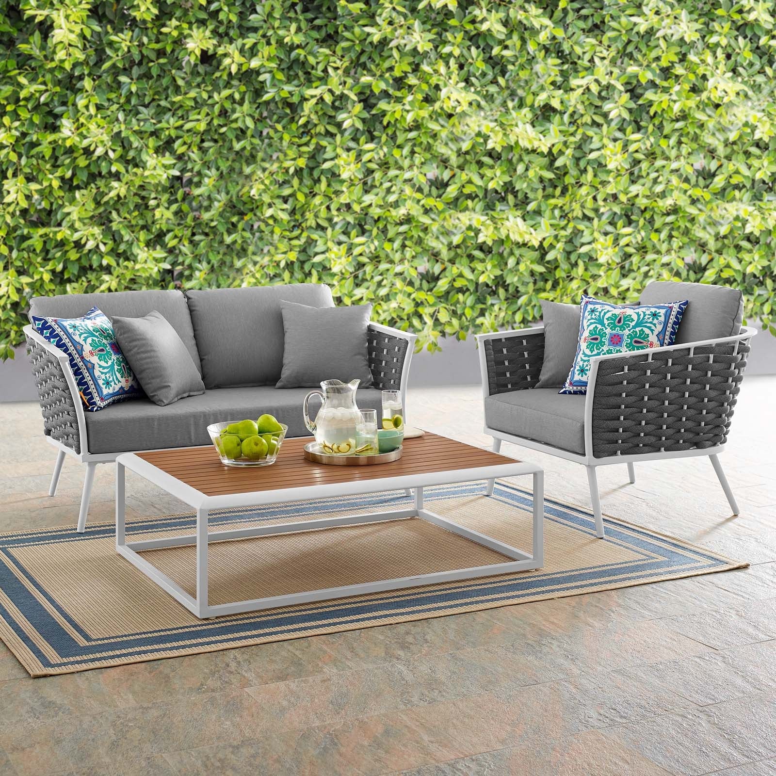 Stance 3 Piece Outdoor Patio Aluminum Sectional Sofa Set by Modway