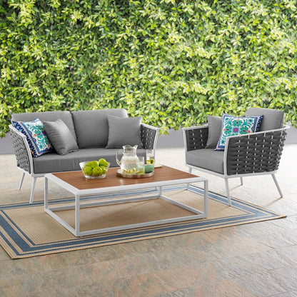 Stance 3 Piece Outdoor Patio Aluminum Sectional Sofa Set by Modway