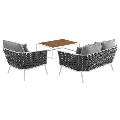 Stance 3 Piece Outdoor Patio Aluminum Sectional Sofa Set by Modway