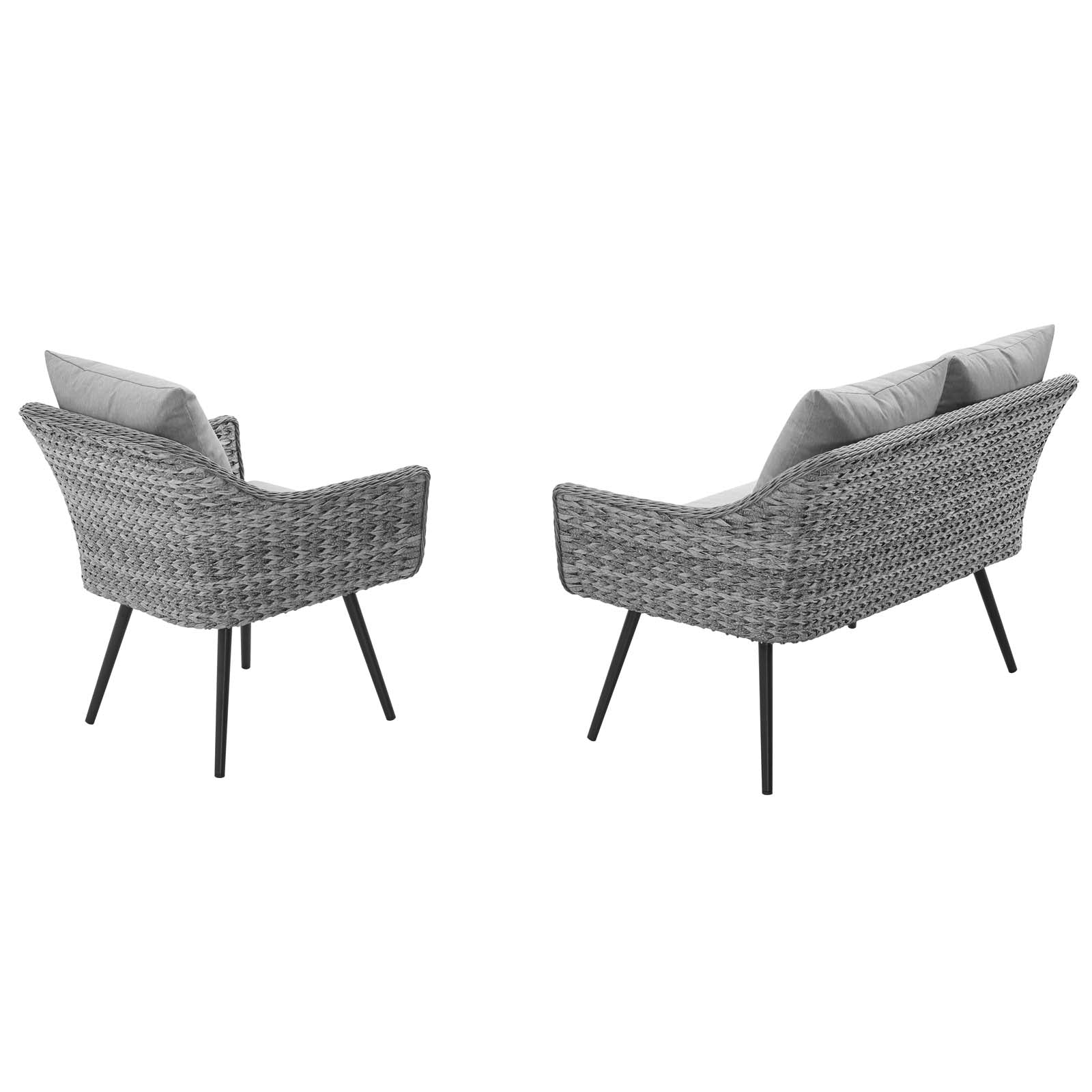 Endeavor 2 Piece Outdoor Patio Wicker Rattan Loveseat and Armchair Set By HouseBean