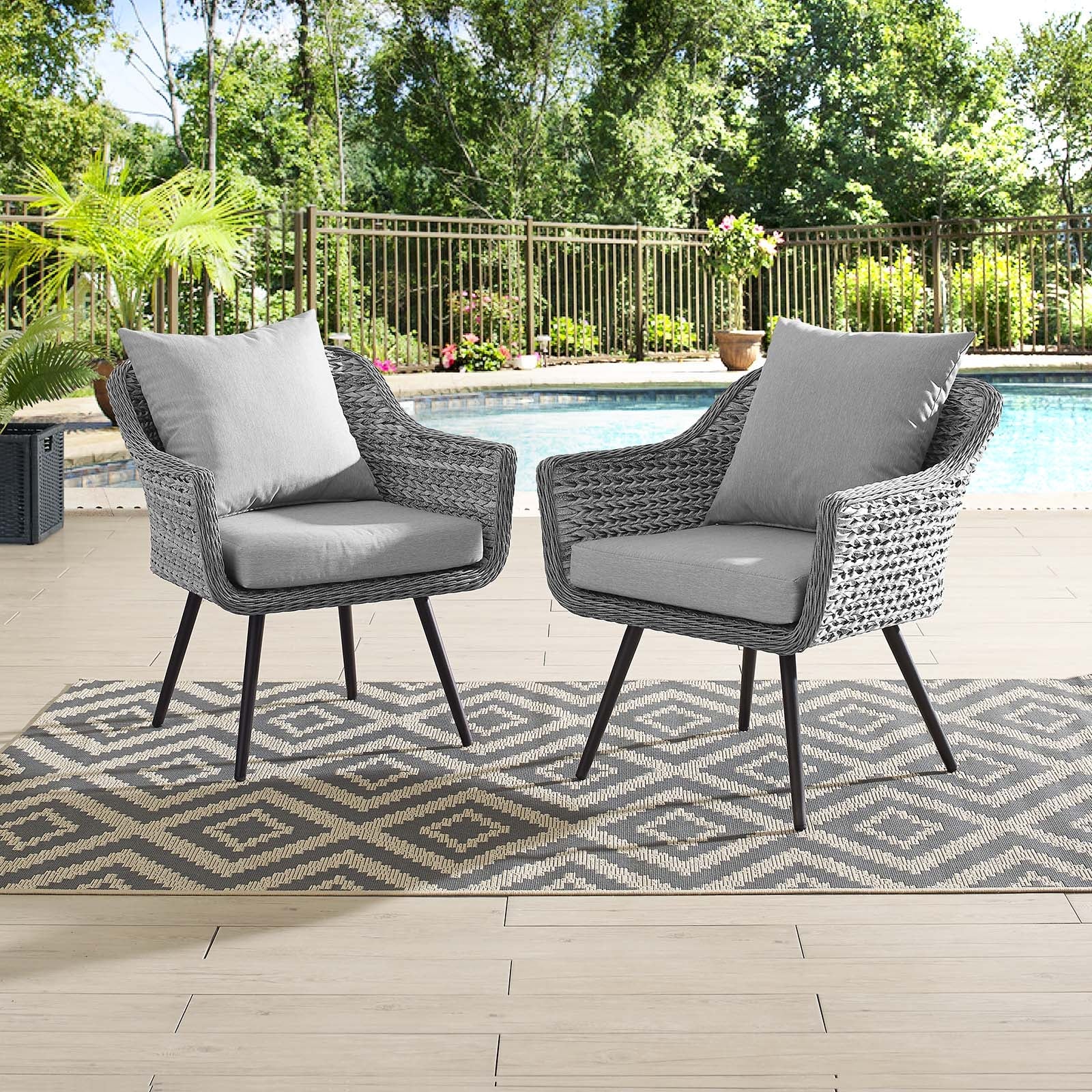 Endeavor Armchair Outdoor Patio Wicker Rattan Set of 2 By HouseBean