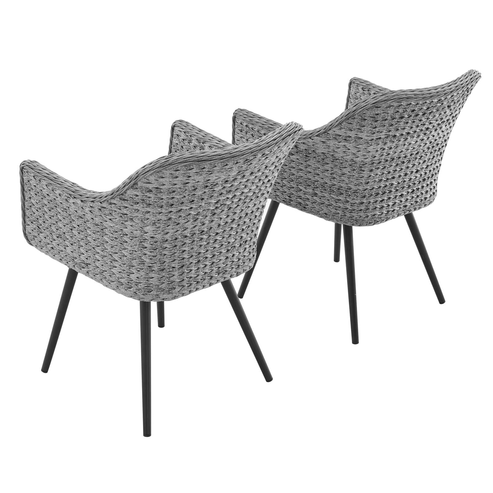 Endeavor Dining Armchair Outdoor Patio Wicker Rattan Set of 2 By HouseBean