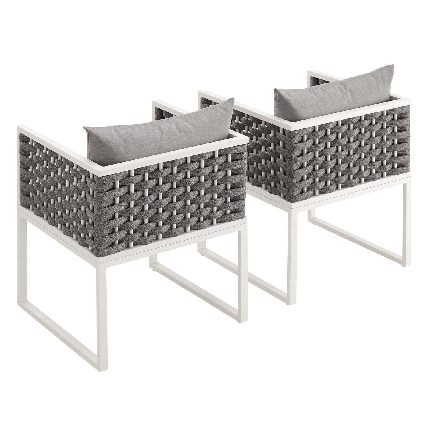 Stance Dining Armchair Outdoor Patio Aluminum Set of 2 By HouseBean