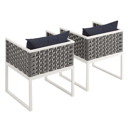 Stance Dining Armchair Outdoor Patio Aluminum Set of 2 By HouseBean