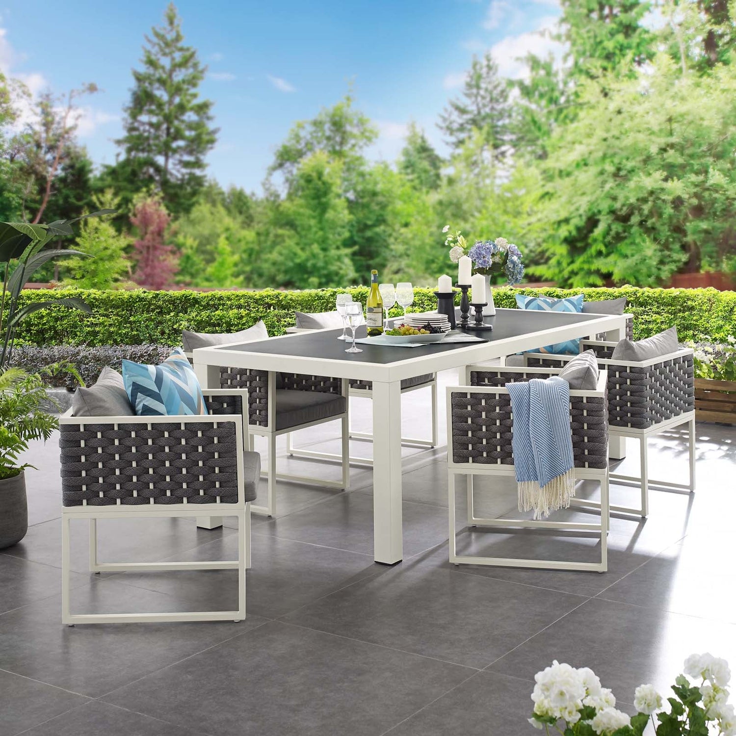 Stance 7 Piece Outdoor Patio Aluminum Dining Set By HouseBean