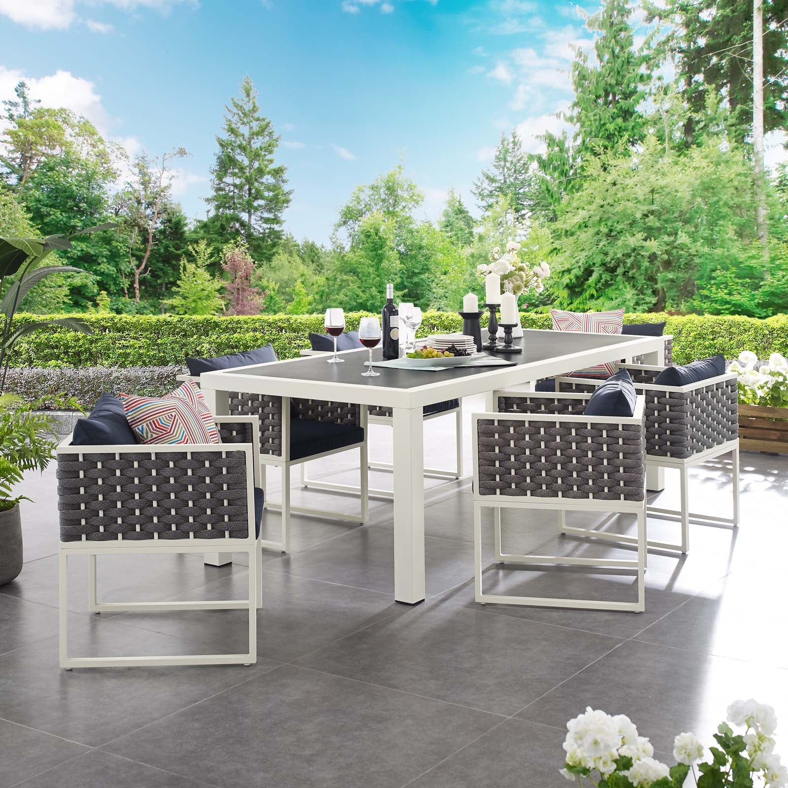 Stance 7 Piece Outdoor Patio Aluminum Dining Set By HouseBean