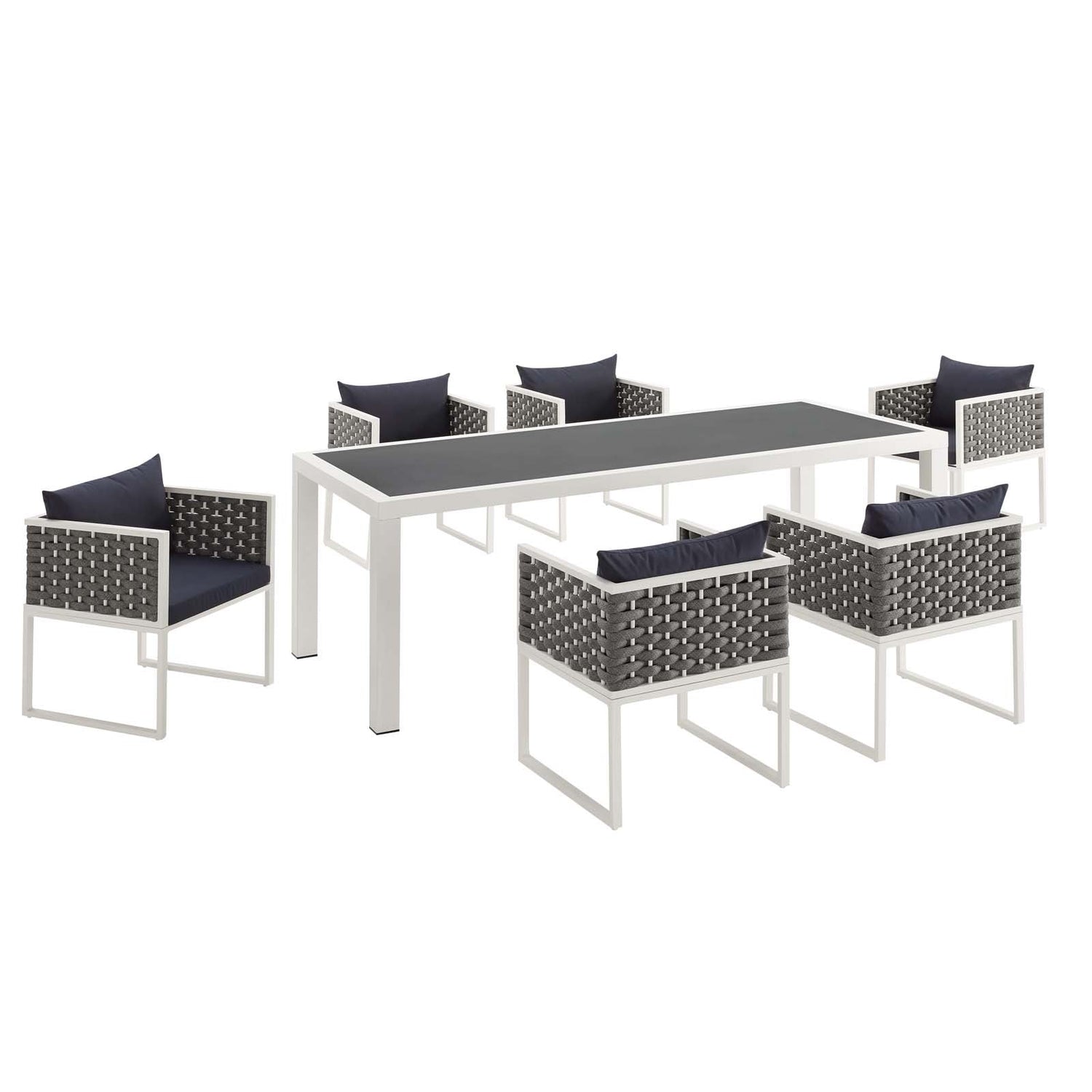 Stance 7 Piece Outdoor Patio Aluminum Dining Set By HouseBean