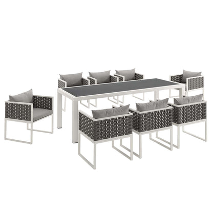 Stance 9 Piece Outdoor Patio Aluminum Dining Set By HouseBean