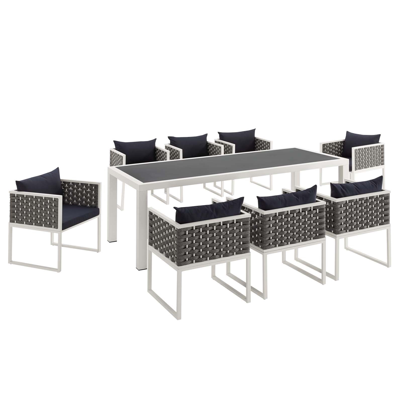 Stance 9 Piece Outdoor Patio Aluminum Dining Set By HouseBean