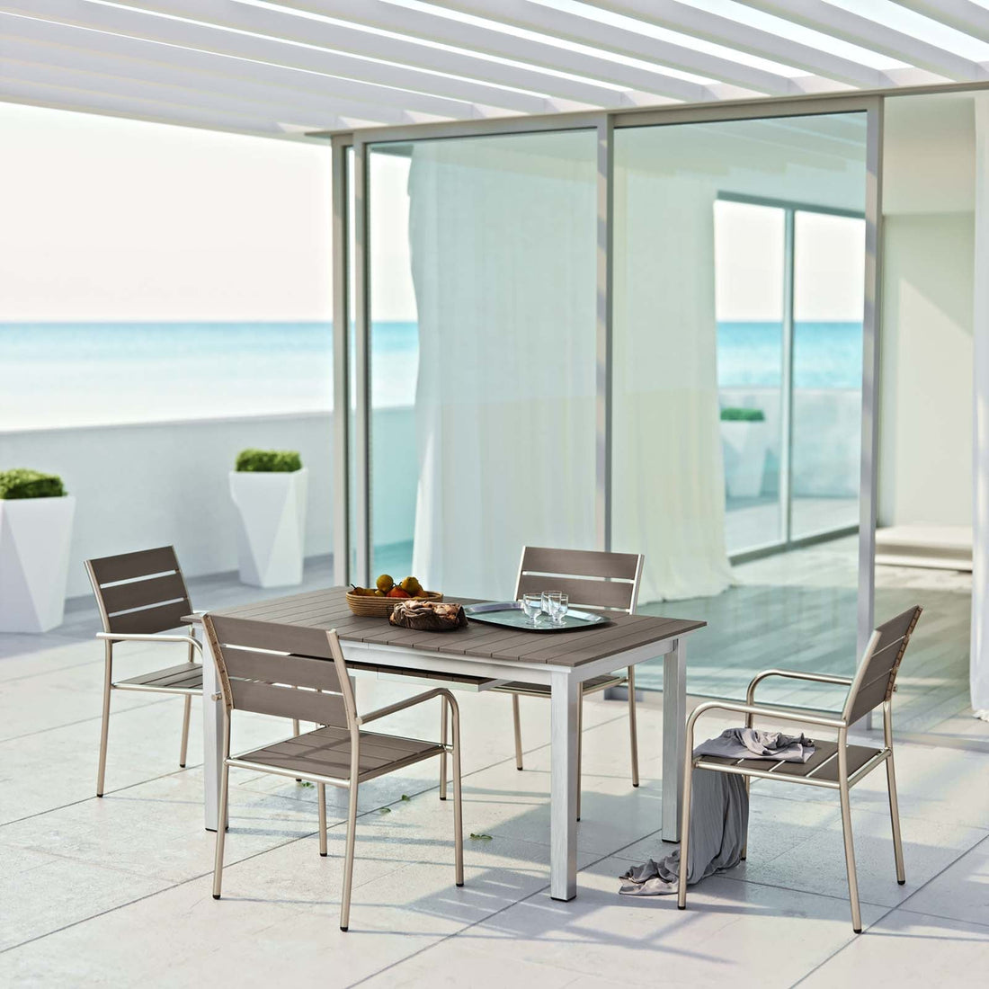 Shore 5 Piece Outdoor Patio Aluminum Dining Set by Modway