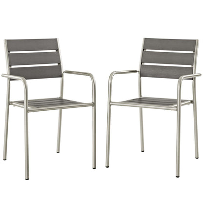 Shore Outdoor Patio Aluminum Dining Rounded Armchair Set of 2 By HouseBean