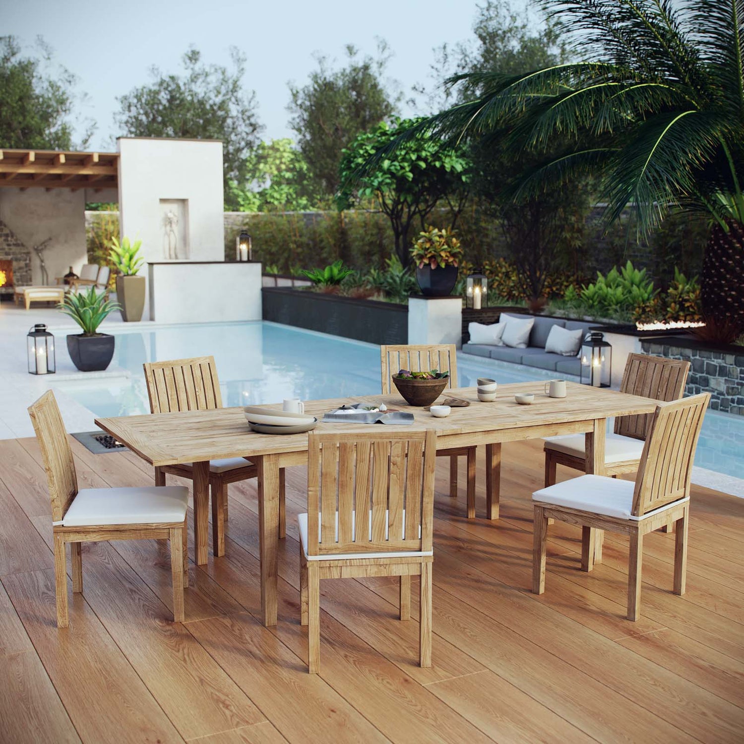 Marina 7 Piece Outdoor Patio Teak Dining Set by Modway