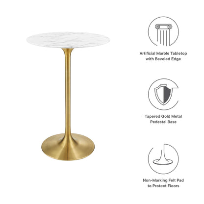 Lippa Round Artificial Marble Bar Table by Modway