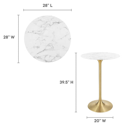 Lippa Round Artificial Marble Bar Table by Modway