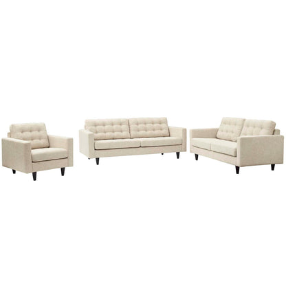 Empress Sofa, Loveseat and Armchair Set of 3 By HouseBean